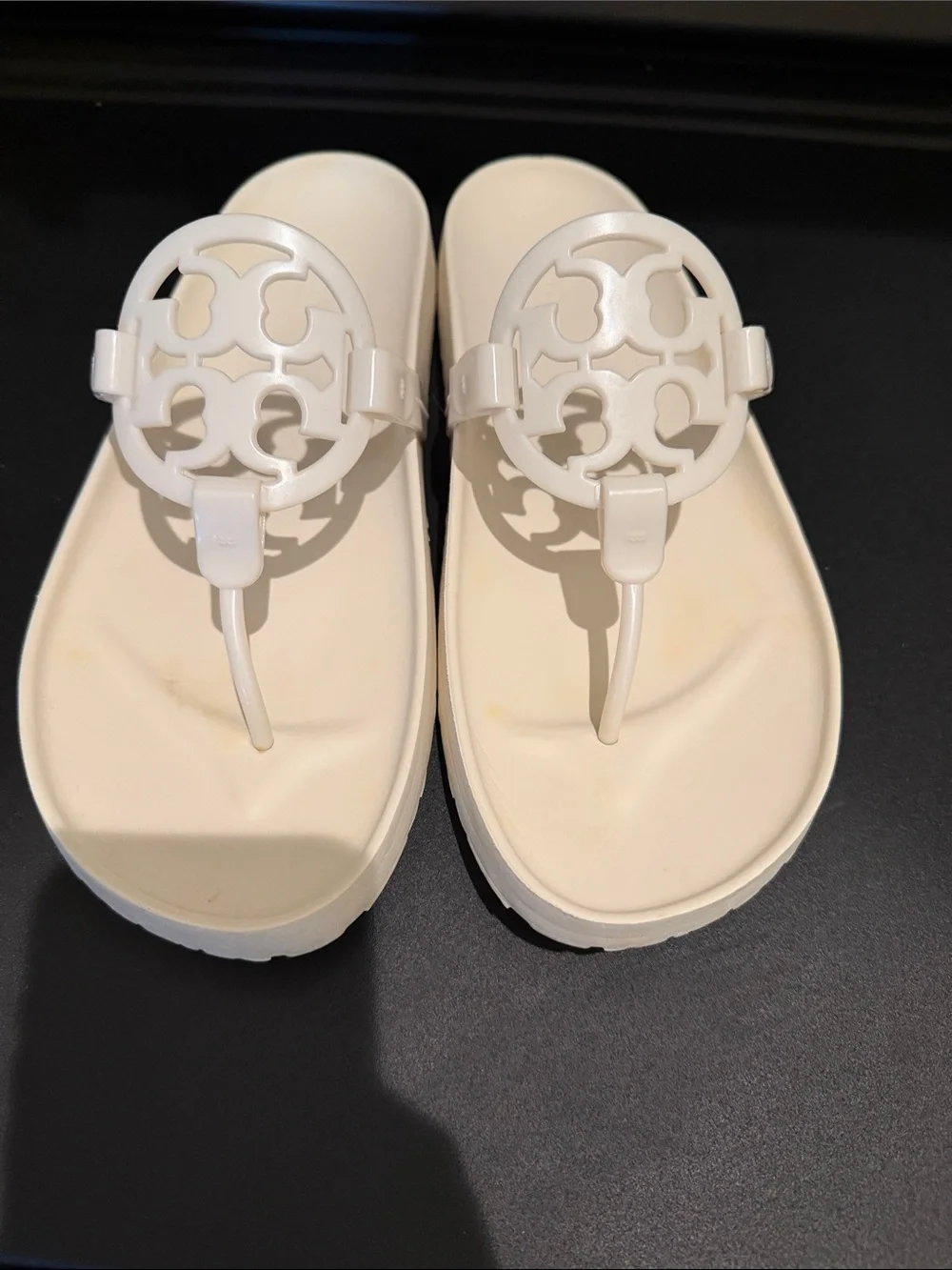 Tory Burch white Cream Miller Thong Sandals size 10